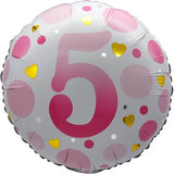 Ballon _ Chiffre 5 _ Points roses ou bleus _ Mylar 18''