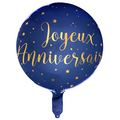 Ballon _ Ballon Alu Joyeux Anniversaire Métallisé Bleu _ MYLAR 18’’