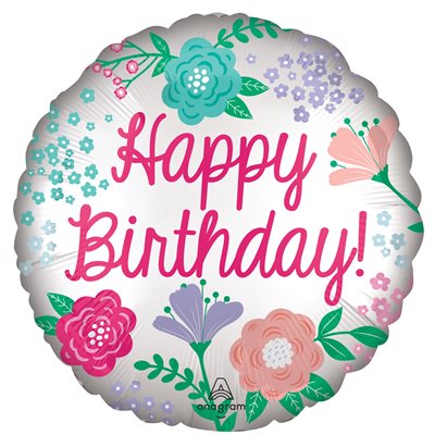 Ballon _ Satin Happy Birthday Gardens _ MYLAR 18''