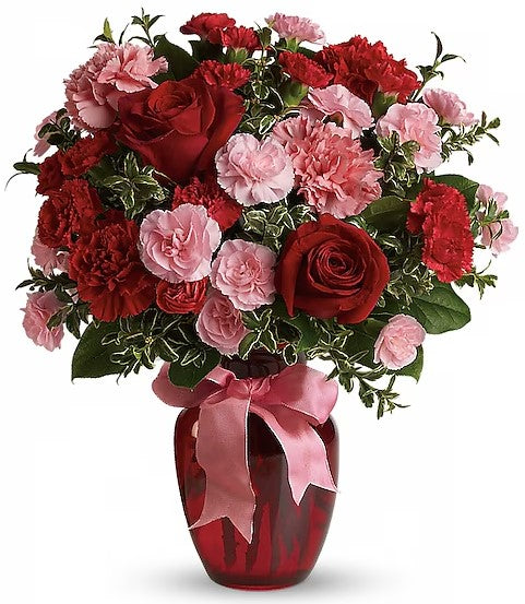 Fleurs naturelles - Bouquet Danse avec moi avec roses rouges